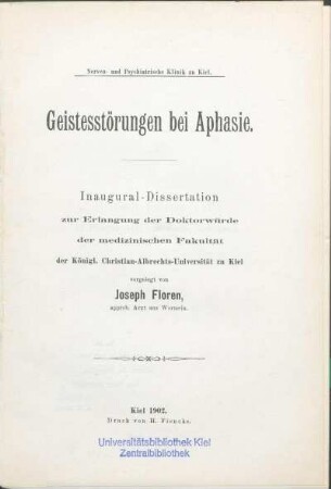Geistesstörungen bei Aphasie