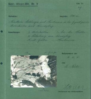 Foto von feindlichen Stellungen und Hindernissen in der Gegend zwischen Unterhütten und Schwarzberg (Luftbild)