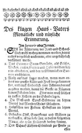 Des klugen Haus-Vaters monatliche und nützliche Erinnerung.