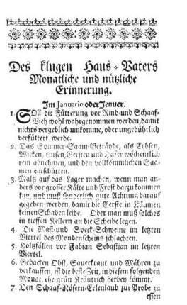 Des klugen Haus-Vaters monatliche und nützliche Erinnerung.