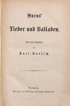 Burns' Lieder und Balladen