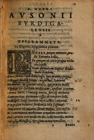 D. Magni Ausonii Burdigalensis, Viri Consularis, Augustorum praeceptoris, Opera in meliorem ordinem digesta