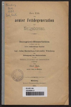 Zwei Fälle von acuter Fettdegeneration der Neugebornen