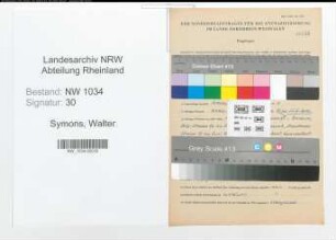 Entnazifizierung Walter Symons , geb. 12.01.1896 (Tierpfleger)