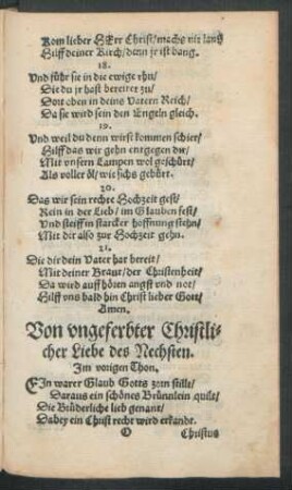 Von ungeferbter Christlicher Liebe des Nechsten.