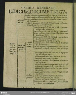 Tabula Generalis Iudicum, Ducum Et Regum