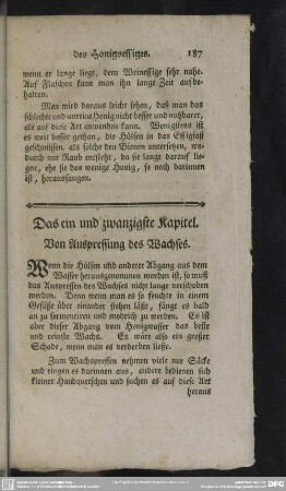 Das ein und zwanzigste Kapitel. Von Auspressung des Wachses