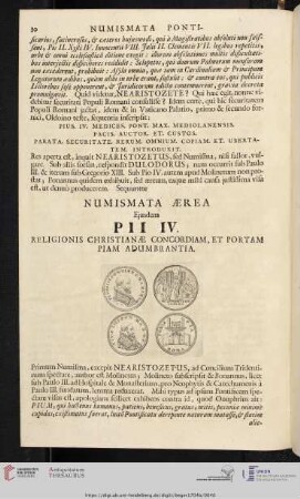 Numismata Aerea Ejusdem Pii IV. [...]