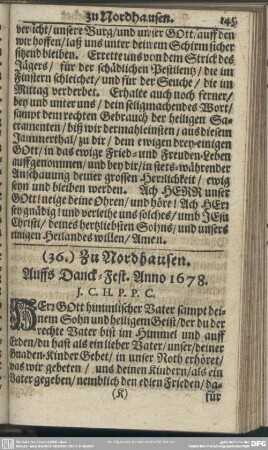 (36.) Zu Nordhausen. Auffs Danck-Fest. Anno 1678