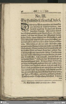 No. III. Die Hallische Essentia Dulci