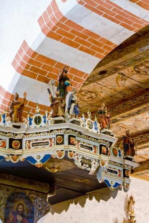 Deutschland. Niedersachsen. Cuxhaven. Luedingworth. Sankt Jacobi Kirche. Romanische Feldkirche. Bauerndom. Kanzel