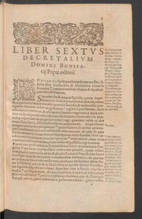Liber Sextus Decretalium Domini Bonifacii Papae octavi.