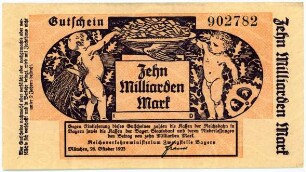 Geldschein / Notgeld, 10 Milliarden Mark, 26.10.1923