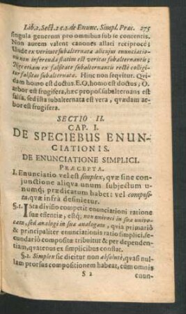 Sectio II. De Speciebus Enunciationis.