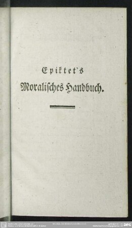 Epiktet's Moralisches Handbuch
