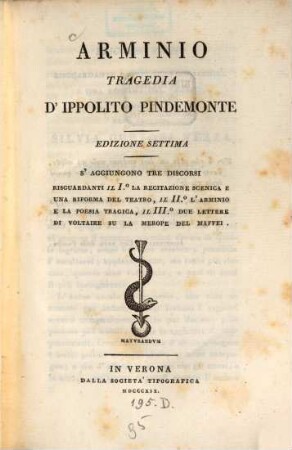 Arminio : Tragedia