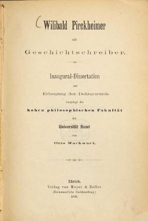 Wilibald Pirckheimer als Geschichtschreiber