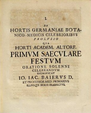 Horti Medici Acad. Altorf. Historia : Cvriose Conquisita