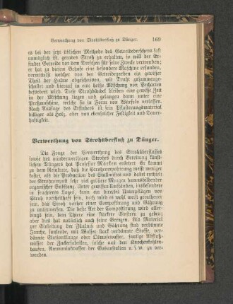 Verwerthung von Strohüberfluß zu Dünger.