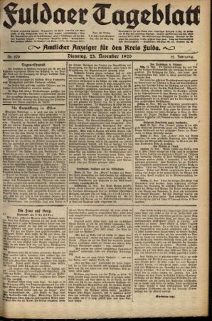Ausgabe vom Dienstag, den 23. November 1920.