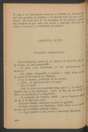 Capítulo XXIII - Propósitos regeneradores