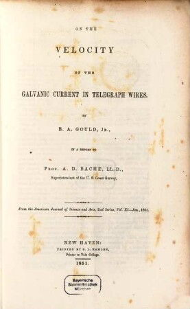 On the velocity of the galvanic current in telegraph wires