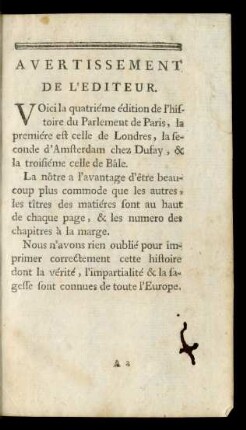 Avertissement De L'Editeur.