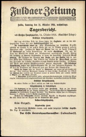 Ausgabe vom Samstag, den 14. Oktober 1916.