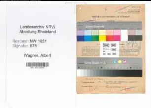 Entnazifizierung Albert Wagner , geb. 23.05.1900 (Lehrer)