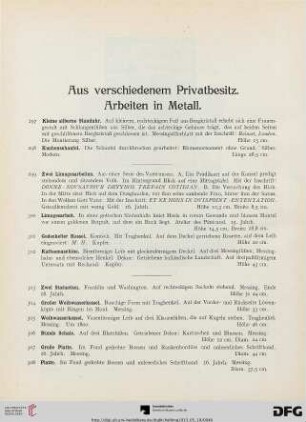 Aus verschiedenem Privatbesitz. Arbeiten in Metall (Nr. 297-324)