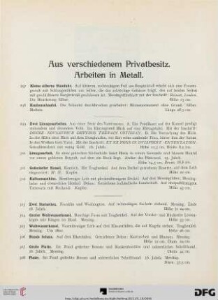 Aus verschiedenem Privatbesitz. Arbeiten in Metall (Nr. 297-324)