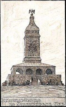 Fischer, Theodor; Berg am Starnberger See - Rottmannshöhe (Bayern); Bismarckturm - Ansicht