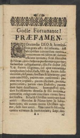 Goele Fortunante! Praefamen