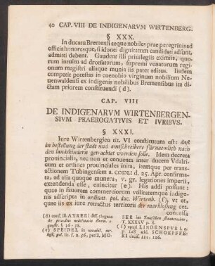 Cap. VIII De Indigenarum Wirtenbergensium Praerogativis Et Iuribus.