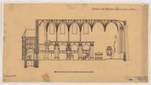 Schloss- und Pfarrkirche Oels Umbau: Längsschnitt W-O 1:125