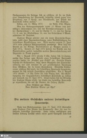 Die weitere Geschichte unserer freiwilligen Feuerwehr