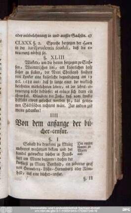 IIII Von dem anfange der bücher-censur.