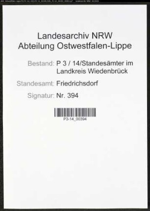 Heiratsregister Standesamt Friedrichsdorf