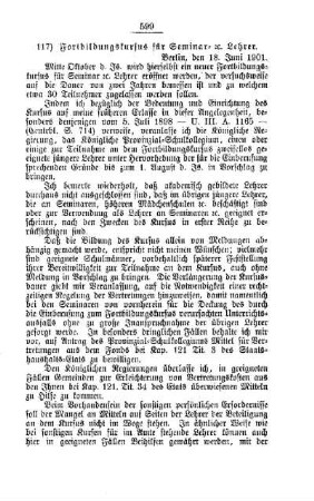Fortbildungskursus für Seminar- etc. Lehrer : [D. Schullehrer- und Lehrerinnen-Seminare etc., Bildung der Lehrer und Lehrerinnen und deren persönliche Verhältnisse]