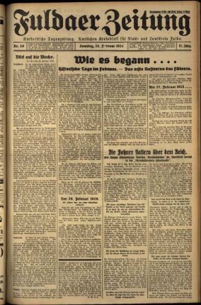 Erste Ausgabe vom Sonntag, den 25. Februar 1934.