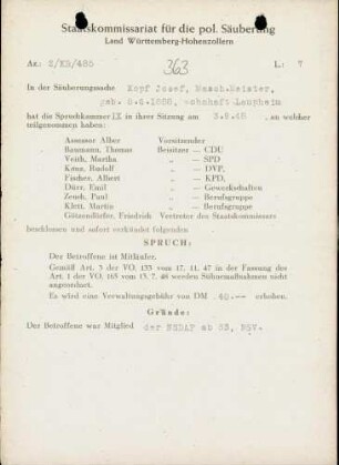 Kopf, Josef