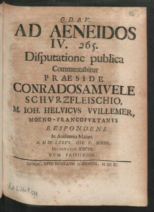 [Disputatio XXCVI.] Ad Aeneidos IV. 265.