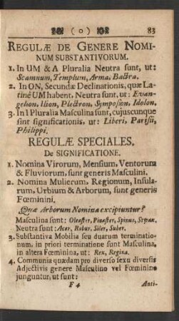 Regulae De Genere Nominum Substantivorum