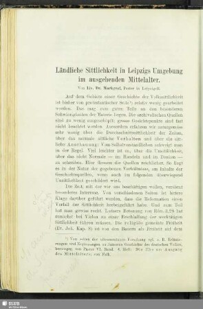 Ländliche Sittlichkeit in Leipzigs Umgebung im ausgehenden Mittelater