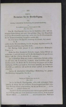 XXVI. Formulare für die Vertheidigung