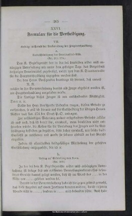 XXVI. Formulare für die Vertheidigung
