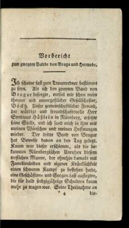Vorbericht zum zweyten Bande von Braga und Hermode