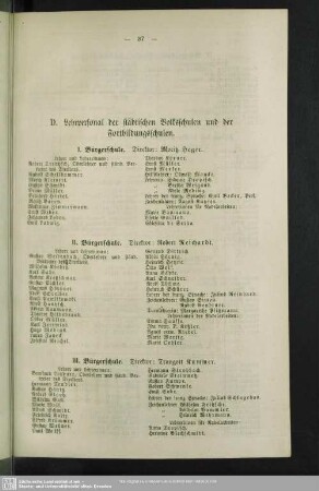D. Lehrpersonal der städtischen Volksschulen und der Fortbildungsschulen