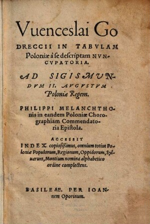 In tabulam Poloniae a se descriptam nuncupatoria (epistola)