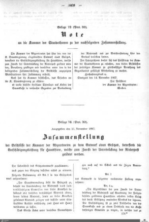 Beilagen zu Protokoll, 30. Sitzung